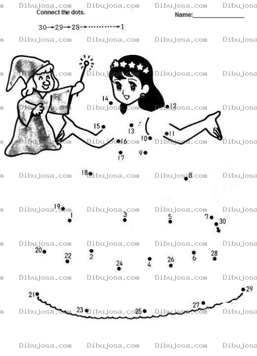 Dibujo para colorear Conecta los puntos para dibujar a la princesita