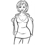 Dibujo para colorear Dibujo De Chica Sexi Con Saco Y Vestido De Minifalda Para Pintar Y Colorear