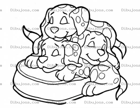 Dibujo para colorear Dibujo De Tres Perritos Dalmatas Para Pintar Y Colorear