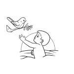 Dibujo para colorear Dibujo De Nino Con Pajarito Para Pintar Y Colorear