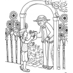 Dibujo para colorear Dibujo De Abuelita Dandole Un Libro A Una Nina Para Pintar Y Colorear