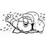 Dibujo para colorear Dibujo De Santa Claus Bajo La Nieve Para Pintar Y Colorear