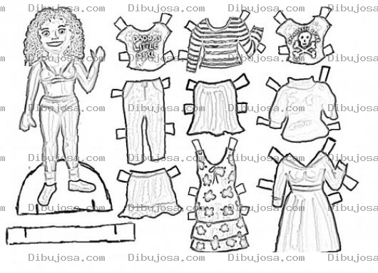 Dibujo para colorear Muneca+con+ropa+recortable+para+pintar+y+colorear+chica+con+ropa+para+recortar