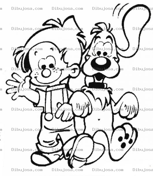 Dibujo para colorear Dibujo De Nino Con Su Perrito De Mejor Amigo Para Pintar Y Colorear