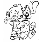 Dibujo para colorear Dibujo De Nino Con Su Perrito De Mejor Amigo Para Pintar Y Colorear