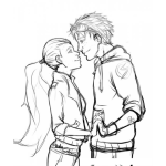 Dibujo para colorear Pareja De Novios A Punto De Besarse Para Pintar Y Colorear Chica Y Chico Antes De Dase Un Beso En La Boca