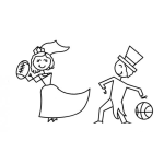 Dibujo para colorear Dibujo De Novia Con Pelota De Fultbol Americano Y Novio Con Pelota De Basquetbol Para Pintar Y Colorear