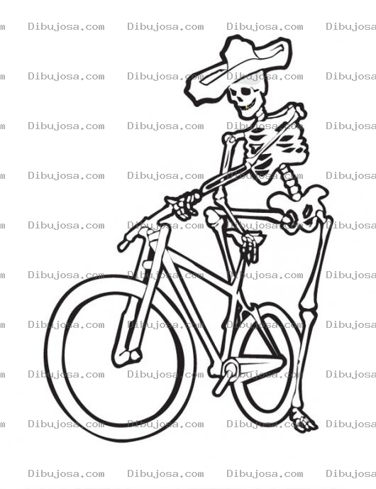 Dibujo para colorear La Muerte En Bicicleta Para Pintar Y Colorear Dibujo De Calavera En Cicle