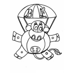 Dibujo para colorear Dibujo De Vaca En Paracaidas Para Pintar Y Colorear Vaquita Paracaidista