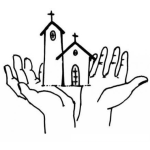 Dibujo para colorear Dibujo De Manos Sosteniendo Una Iglesia Para Pintar Y Colorear
