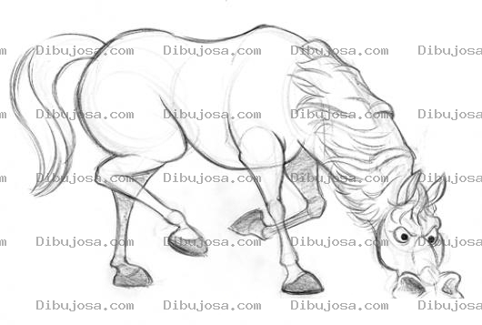 Dibujo para colorear Dibujo De Caballo De Shreck Oliendo El Piso Para Pintar Y Colorear