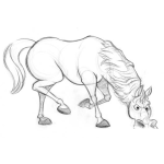 Dibujo para colorear Dibujo De Caballo De Shreck Oliendo El Piso Para Pintar Y Colorear
