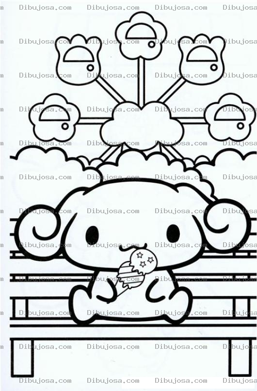 Dibujo para colorear Dibujo De Perrito En Feria Comiendo Helado Y Sentado En Una Banca Para Pintar Y Colorear C