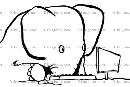Dibujo para colorear Dibujo De Elefante Utilizando Una Computadora Para Pintar Y Colorear