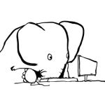 Dibujo para colorear Dibujo De Elefante Utilizando Una Computadora Para Pintar Y Colorear