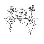 Dibujo para colorear Dibujo De Verduras Plantadas En El Suelo Para Pintar Y Colorear Verduritas Felices