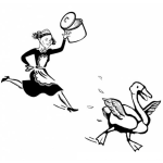Dibujo para colorear Dibujo De Cocinera Corriendo A Tras De Un Pato Para Pintar Y Colorear