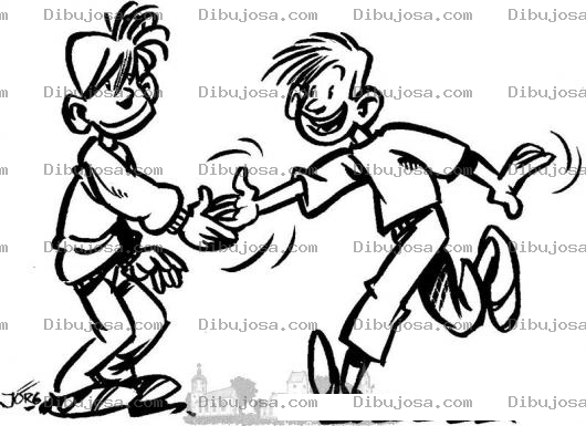 Dibujo para colorear Dibujo De Dos Chicos Amigos Dandose La Mano Para Pintar Y Colorear