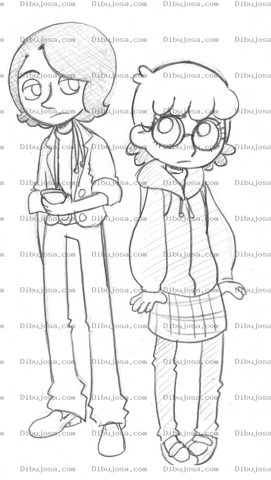 Dibujo para colorear Pareja De Estudiantes Para Pintar Y Colorear