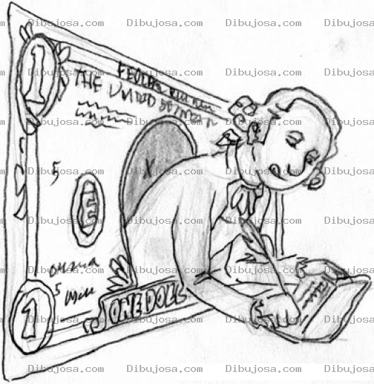 Dibujo para colorear Dibujo De Benjamin Franklin Firmando Un Documento Para Pintar Y Colorear