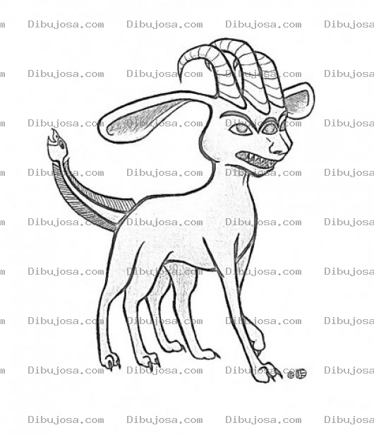 Dibujo para colorear Dibujo De Cabra Con Tres Cuernos Y Tres Ojos Para Pintar Y Colorear