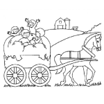 Dibujo para colorear Dibujo De Ninos En Una Carreta De Caballo Para Pintar Y Colorear