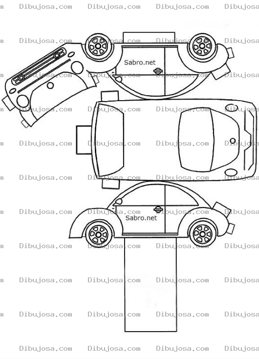 Dibujo para colorear Dibujo De Carrito Recortable Y Armable Para Pintar Colorear Y Recortar Carro En 3d
