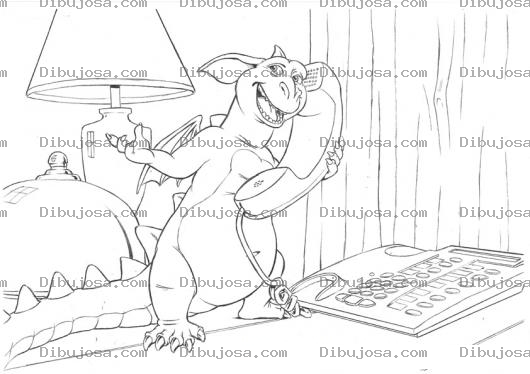 Dibujo para colorear Dragoncito Llamando Por Telefono Para Pintar Y Colorear