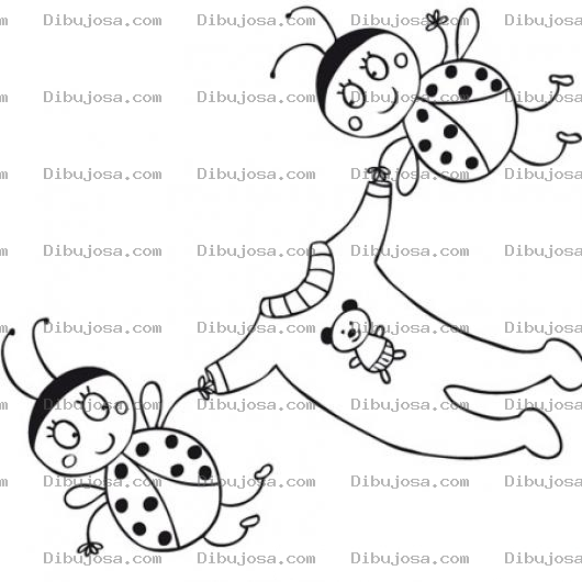Dibujo para colorear Dibujo De Mariquitas Con Mameluco De Bebe Para Pintar Y Colorear