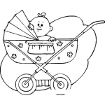 Dibujo para colorear Carruaje De Bebe Para Pintar Y Colorear A Un Bebito En Su Carruajito