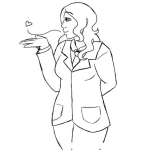 Dibujo para colorear Dibujo De Mujer Con Traje Formal Tirando Un Besito Para Pintar Y Colorear