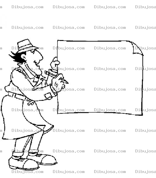 Dibujo para colorear Dibujo Del Inspector Gadget Con Un Cartel En Blanco Para Pintar Y Colorear