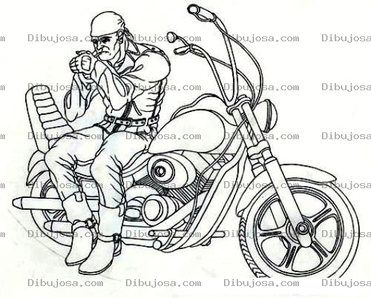 Dibujo para colorear Dibujo De Motorista En Harley Davidson Para Pintar Y Colorear