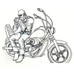 Dibujo para colorear Dibujo De Motorista En Harley Davidson Para Pintar Y Colorear