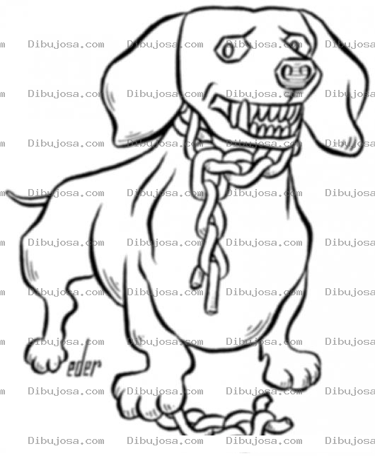 Dibujo para colorear Dibujo De Perro Salchicha Rabioso Con La Cadena Reventada Para Pintar Y Colorear Cuidado Con El Perro