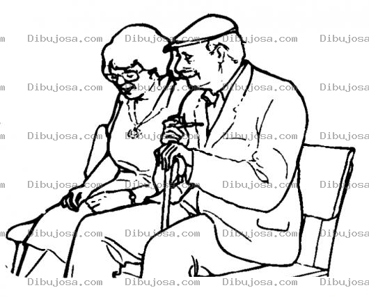 Dibujo para colorear Dibujo De Abuelitos Sentados En Una Banca Del Parque Para Pintar Y Colorear Viejitos Enamorados