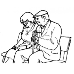 Dibujo para colorear Dibujo De Abuelitos Sentados En Una Banca Del Parque Para Pintar Y Colorear Viejitos Enamorados