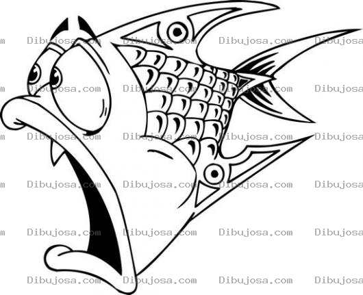 Dibujo para colorear Dibujo De Pez Asustado Para Pintar Y Colorear Pescado Asombrado Y Con La Boca Abierta