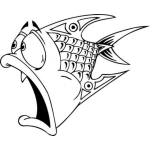 Dibujo para colorear Dibujo De Pez Asustado Para Pintar Y Colorear Pescado Asombrado Y Con La Boca Abierta