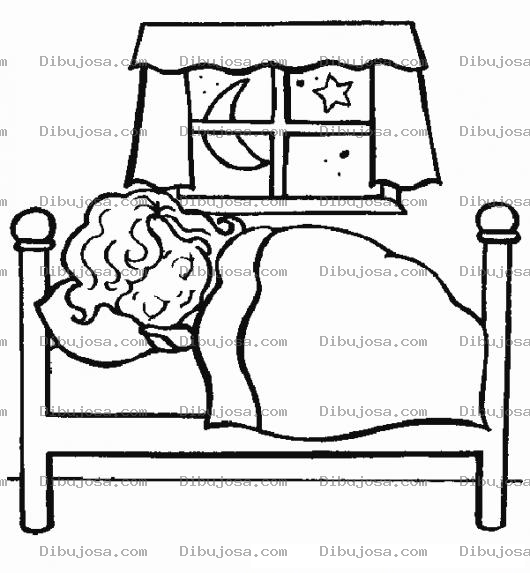 Dibujo para colorear Dibujo De Nina Durmiendo En Su Cama Para Pintar Y Colorear Chica En Su Recamara
