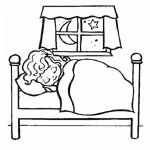 Dibujo para colorear Dibujo De Nina Durmiendo En Su Cama Para Pintar Y Colorear Chica En Su Recamara