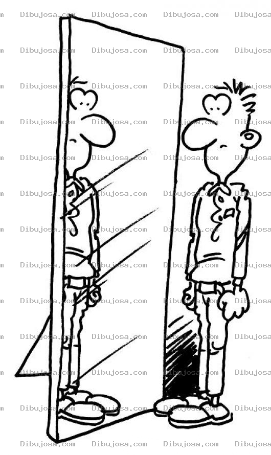 Dibujo para colorear Dibujo De Hombre Reflejado En El Espejo Para Pintar Y Colorear