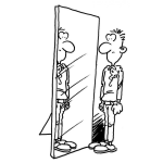 Dibujo para colorear Dibujo De Hombre Reflejado En El Espejo Para Pintar Y Colorear