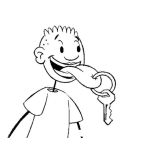 Dibujo para colorear Dibujo De Chico Con Piercing De Llave En La Lengua Para Pintar Y Colorear Arete De Llave