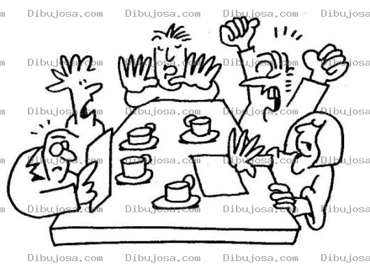 Dibujo para colorear Dibujo De Discusion En La Mesa Para Pintar Y Colorear