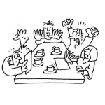 Dibujo para colorear Dibujo De Discusion En La Mesa Para Pintar Y Colorear