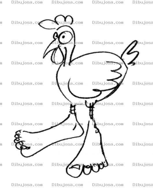 Dibujo para colorear Gallina Con Pies De Humano Para Pintar Y Colorear
