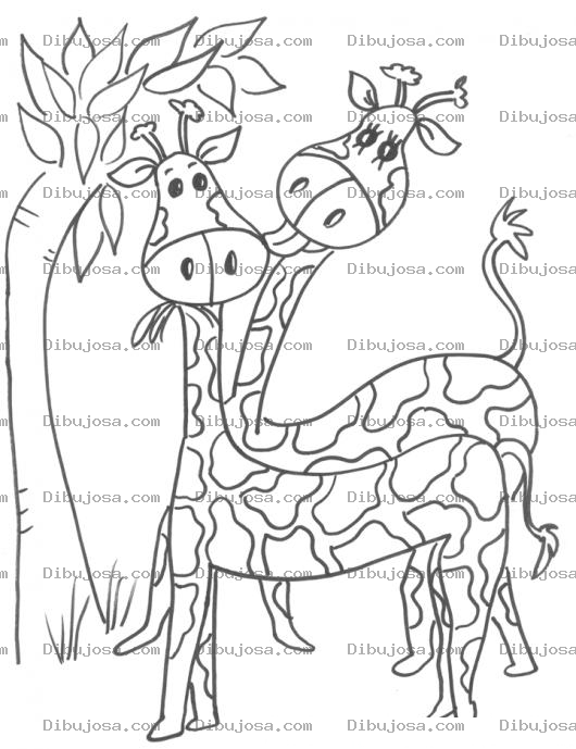 Dibujo para colorear Dibujo De Dos Jirafas Enamoradas Para Pintar Y Colorear Pareja De Jirafitas