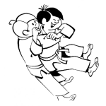 Dibujo para colorear Dibujo De Pelea De Judo Con Gi Para Pintar Y Colorear Rubio Peleando Con Chino