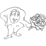 Dibujo para colorear Dibujo De Hombre Arrepentido Con Un Ramo De Rosas Para Pintar Y Colorear